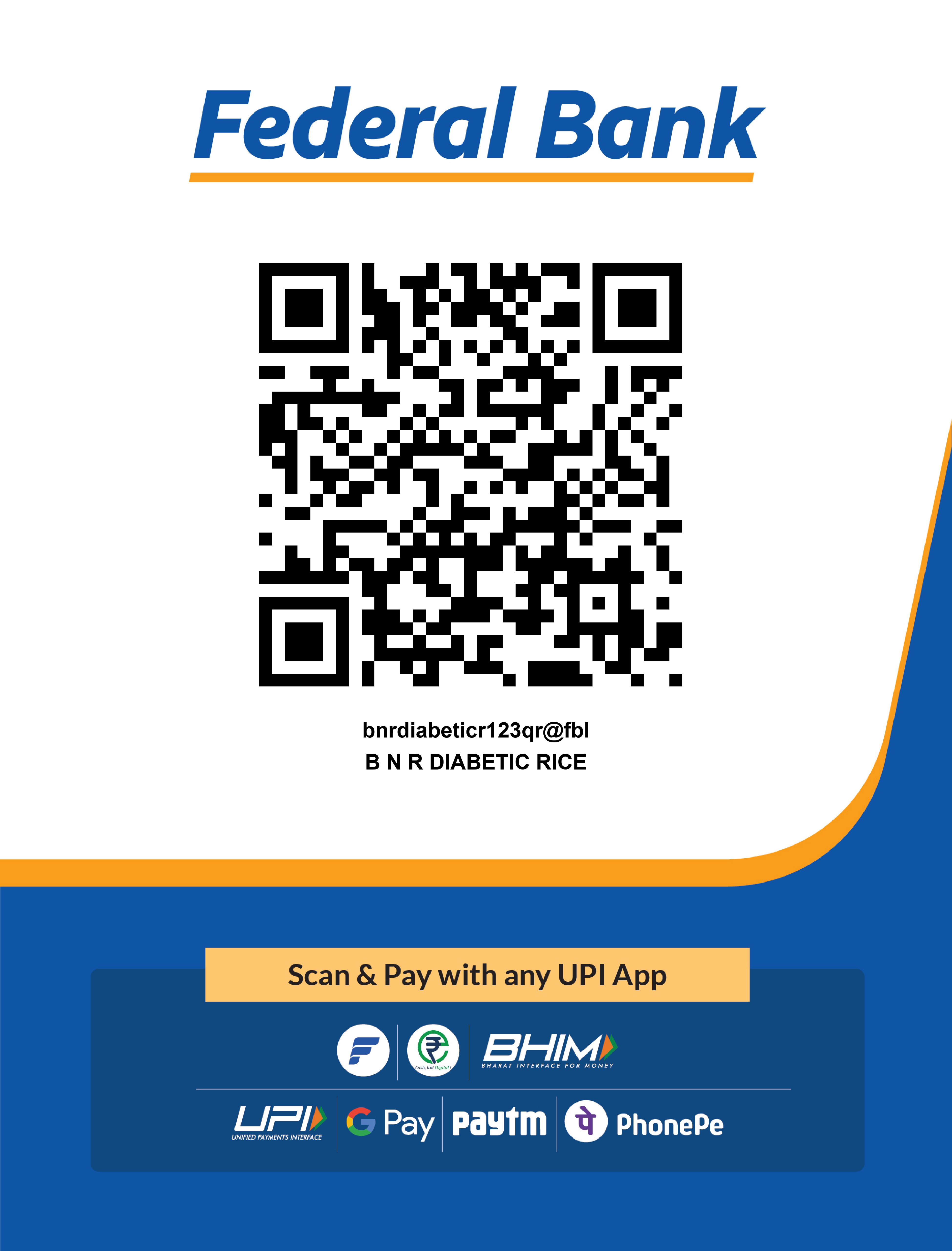 BNR Diabetic Rice Low GI < 51.5 Rice Scan to Pay
